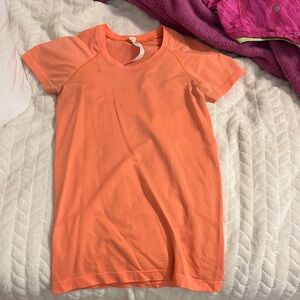 Lululemon neon orange swiftly tech full length shirt size 4